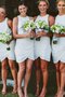 Ärmellos Natürliche Taile Schaufel-Ausschnitt Chiffon Mini Brautjungfernkleid