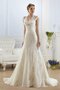 Kurze Ärmeln Luxus Bodenlanges Brautkleid mit gekappten Ärmeln mit Applike