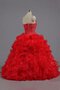 Duchesse-Linie Perlenbesetztes Organza Quinceanera Kleid mit Applike mit Rücken Schnürung
