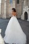 Juwel Ausschnitt Schulterfreier Ausschnitt Lange Ärmeln Spitze Brautkleid mit Bordüre