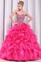 Duchesse-Linie Perlenbesetztes Natürliche Taile Stilvolles Quinceanera Kleid mit Rüschen