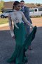 Meerjungfrau Lange Ärmeln Chaming Abendkleid aus Satin mit Applike