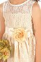 Ärmelloses A-Line Blumenmädchenkleid mit Bordüre mit Gürtel