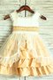 Prinzessin Ärmelloses Satin Blumenmädchenkleid mit Schichtungen mit Blume