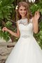 Juwel Ausschnitt A-Line Gericht Schleppe Schlichtes Brautkleid mit Gürtel