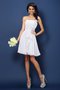 Trägerlos Ärmelloses A Linie Mini Brautjungfernkleid mit Blume