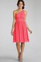 A Linie Trägerlos Ein Schulterfreies Chiffon Mini Brautjungfernkleid