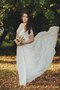 Chiffon Bodenlanges Schick Brautkleid mit Sweep zug mit gekappten Ärmeln