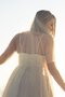 Beach Stil Ärmelloses A-Linie Bodenlanges Brautkleid aus Taft