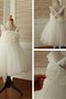 Prinzessin Ärmelloses Normale Taille Organza Blumenmädchenkleid mit Rüschen