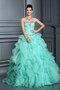 Organza Herz-Ausschnitt Bodenlanges Sittsames Quinceanera Kleid mit Perlen