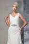 Meerjungfrau Stil Normale Taille V-Ausschnitt Ärmelloses Brautkleid mit Bordüre