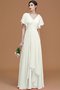 Prinzessin A-Line V-Ausschnitt Kurze Ärmeln Natürliche Taile Brautjungfernkleid