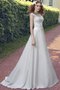 A-Line Spitze Chiffon Brautkleid mit gekappten Ärmeln mit Rücken Schnürung