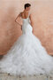 Brillant Kirche Glamouröses Bodenlanges Brautkleid mit Rücken Schnürung