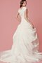 A-Line Tiefe Taile Gesticktes Stilvolles Brautkleid mit gekappten Ärmeln