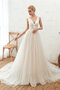 V-Ausschnitt Tüll A-Line Schlussverkauf Brautkleid mit Natürlicher Taille