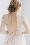 A-Line Sweep Train Perlenbesetztes Halbe Ärmeln Brautjungfernkleid mit Juwel Ausschnitt