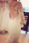 Sweep Zug Schulterfrei Natürliche Taile Langärmeliges Brautkleid mit Bordüre