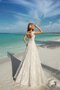 Quadrat Ausschnitt Strand A-Line Bodenlanges Brautkleid mit Applike