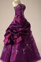 Satin Spitze Perlenbesetztes Quinceanera Kleid mit Rüschen mit Rücken Schnürung