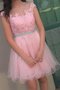 Atemberaubend Bateau Prinzessin Kurzes Abiballkleid mit Applike