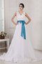 A Linie Empire Taille Organza Brautkleid mit Applike aus Satin