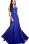 Sweep Zug Juwel Ausschnitt Plissiertes Ballkleid mit Applike aus Chiffon