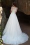 Reißverschluss A-Line Bateau Romantisches Brautkleid mit Bordüre
