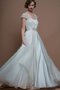 Sweep Train Organza A-Line Bodenlanges Brautkleid mit V-Ausschnitt