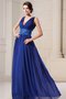 Chiffon Empire Taille Perlenbesetztes A Linie V-Ausschnitt Abendkleid