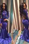 Meerjungfrau Sweep Zug Natürliche Taile Seide Wie Satin Abendkleid mit Applikation