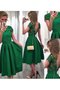 Schaufel-Ausschnitt Natürliche Taile Prinzessin Mini Abschlusskleid mit Bordüre