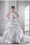 Prinzessin Plissiertes Kapelle Schleppe Drapiertes Brautkleid mit einem Schulter