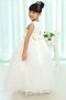 Ärmelloses Prinzessin A-Line Bodenlanges Blumenmädchenkleid mit Gürtel