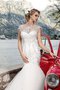Gericht Schleppe Juwel Ausschnitt Konservatives Brautkleid mit Applike mit gekappten Ärmeln