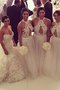 Neckholder A Linie Bodenlanges Brautjungfernkleid aus Tüll mit Applike