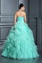 Organza Herz-Ausschnitt Bodenlanges Sittsames Quinceanera Kleid mit Perlen