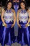 XXL Elastischer Gewebter Satin Sweep Train Enganliegendes Ballkleid mit Applike