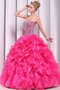 Duchesse-Linie Perlenbesetztes Natürliche Taile Stilvolles Quinceanera Kleid mit Rüschen