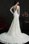 Lange Ärmeln rückenfreies Romantisches Brautkleid mit Applike mit Gürtel