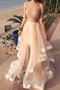 Prinzessin Faszinierend Perlenbesetztes A-Line Abendkleid mit Nackenband