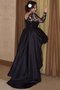 Prinzessin Lange Ärmeln Asymmetrisch Abendkleid mit Applike für Übergröße