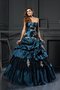 Ärmelloses Taft Sittsames Quinceanera Kleid mit Rücken Schnürung mit Applikation