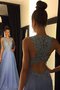 Schaufel-Ausschnitt Prinzessin A-Line Chiffon Abendkleid mit Applike
