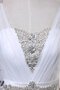 Spitze Schulterfreier Ausschnitt Normale Taille Perlenbesetztes Brautkleid mit Bordüre