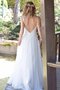 Ärmellos A-Line Schlichtes Brautkleid mit Bordüre mit offenen Rücken