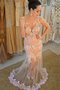 Schaufel-Ausschnitt Tüll Ärmellos Natürliche Taile Meerjungfrau Abendkleid