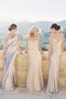 Ärmelloses A-Linie Satin Wasserfall Ausschnitt Sexy Brautjungfernkleid