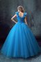 Ärmelloses Organza Satin Paillette Normale Taille Quinceanera Kleid